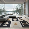 thumbnail image 1 of ODIKA 9'x12' Black Beige Neutral Geometric Abstract Washable Area Rug Contemporary Handwoven Style for Dining Room, Basement, Large Office, Non-Slip Chair-Friendly, 1 of 7