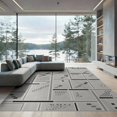 thumbnail image 1 of ODIKA 9'x12' Black Gray Geometric Marled Design Washable Area Rug Modern Handwoven Abstract Pattern Style for Dining Room, Basement, Large Office, Non-Slip Chair-Friendly, 1 of 7