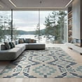 thumbnail image 1 of ODIKA 9'x12' Blue Beige Geometric Pattern Washable Area Rug Modern Abstract Striped Motif Repeating Diamond Non-Shedding, Easy Care for Master Suite, California King, Under Bed, 1 of 7