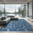 thumbnail image 1 of ODIKA 9'x12' Blue Indigo Geometric Design Washable Area Rug Modern Abstract Machine Pattern Non-Shedding, Easy Care for Master Suite, California King, Under Bed, 1 of 7