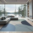 thumbnail image 1 of ODIKA 9'x12' Blue Seafoam Geometric Elegance Washable Area Rug Modern Abstract Design with Soft Curves Low Pile, Flatwoven, for Great Room, Indoor Concept, Large Living, 1 of 7