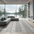 thumbnail image 1 of ODIKA 9'x12' Gray Cream Southwestern Geometric Striped Washable Area Rug Diamond Motif Pattern with Aztec Inspired Non-Shedding, Easy Care for Master Suite, California King, Under Bed, 1 of 7