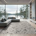 thumbnail image 1 of ODIKA 9'x12' Gray Ivory Geometric Diamond Washable Area Rug Modern Tile Motif with Circular Accents for Great Room, Indoor Concept, Large Living Low Pile, Flatwoven, 1 of 6