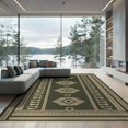 thumbnail image 1 of ODIKA 9'x12' Green Beige Deep Geometric Washable Area Rug Bold Totem-Inspired Pattern Design Non-Slip, Chair-Friendly for Dining Room, Basement, Large Office, 1 of 7
