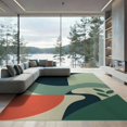 thumbnail image 1 of ODIKA 9'x12' Green Coral Muted Abstract World Design Washable Area Rug Modern Geometric Pattern with Organic Flow for Dining Room, Basement, Large Office, Non-Slip Chair-Friendly, 1 of 5