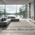 thumbnail image 1 of ODIKA 9'x12' Grey Beige Geometric Stripe Design Washable Area Rug Contemporary Pattern with Squares Non-Slip, Chair-Friendly for Dining Room, Basement, Large Office, 1 of 7