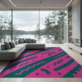 thumbnail image 1 of ODIKA 9'x12' Hot Pink Diagonal Striped Washable Area Rug Bold Contemporary Abstract Geometric With Zigzag Lines Dots Curved for Master Suite, California King, Under Bed, Non-Shedding, Easy Care, 1 of 7