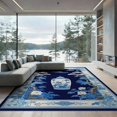 thumbnail image 1 of ODIKA 9'x12' Chinoiserie Blue Washable Area Rug for Master Suite, California King, Under Bed, Non-Shedding, Easy Care, 1 of 7