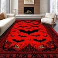 thumbnail image 1 of ODIKA 9'x12' Machine Washable Non-Slip Area Rug, Haunting Monochrome Bat Design High Traffic Rug, Red, 29676, 1 of 7