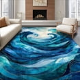 thumbnail image 1 of ODIKA 9'x12' Machine Washable Non-Slip Area Rug, Mystic Ocean Charm Ivory Sand High Traffic Rug, Blue, 66871, 1 of 7