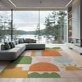 thumbnail image 1 of ODIKA 9'x12' Muted Earth Tones Desert Rainbow Washable Area Rug Abstract Geometric Shapes with Modern Flair for Dining Room, Basement, Large Office, Non-Slip Chair-Friendly, 1 of 5