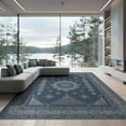 thumbnail image 1 of ODIKA 9'x12' Navy Blue Charcoal Medallion Traditional Washable Area Rug Intricate Geometric Star Motifs With Decorative Corner Non-Slip, Chair-Friendly for Dining Room, Basement, Large Office, 1 of 7