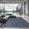 thumbnail image 1 of ODIKA 9'x12' Navy Cream Geometric Patterned Design Washable Area Rug Intricate Abstract Lines and Shapes for Master Suite, California King, Under Bed, Non-Shedding, Easy Care, 1 of 7