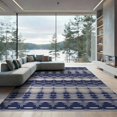 thumbnail image 1 of ODIKA 9'x12' Navy Ivory Geometric Ellipse Washable Area Rug Design Contemporary Artistic Interpretation Non-Slip, Chair-Friendly for Dining Room, Basement, Large Office, 1 of 7