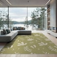 thumbnail image 1 of ODIKA 9'x12' Olive Green Abstract Floral Design Washable Area Rug Modern Botanical Motif with Curved Accents Low Pile, Flatwoven, for Great Room, Indoor Concept, Large Living, 1 of 5