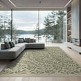 thumbnail image 1 of ODIKA 9'x12' Olive Green Botanical Leaf Branch Washable Area Rug Flowing Foliage Motif With Delicate Stems And Natural In Classic Non-Shedding, Easy Care for Master Suite, California King, Under Bed, 1 of 7