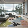 thumbnail image 1 of ODIKA 9'x12' Pastel Floral Elegance with Golden Garden Washable Area Rug Contemporary Botanical Motifs in Soft Hues for Dining Room, Basement, Large Office, Non-Slip Chair-Friendly, 1 of 7