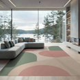 thumbnail image 1 of ODIKA 9'x12' Pink Muted and Sage Abstract Design Washable Area Rug Modern Color Block Line Art for Stylish Spaces Non-Slip, Chair-Friendly for Dining Room, Basement, Large Office, 1 of 5