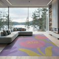 thumbnail image 1 of ODIKA 9'x12' Purple Pink Pastel Floral Harmony Washable Area Rug Abstract Retro Design with Modern Flair Low Pile, Flatwoven, for Great Room, Indoor Concept, Large Living, 1 of 7