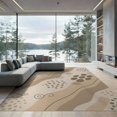 thumbnail image 1 of ODIKA 9'x12' Tan Beige Abstract Flowing Waves Handwoven Washable Area Rug Contemporary Swirl Motifs with Scattered Circle Non-Shedding, Easy Care for Master Suite, California King, Under Bed, 1 of 7