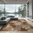 thumbnail image 1 of ODIKA 9'x12' Taupe Abstract Leaf Daisy Check Washable Area Rug Modern Graphic Design With Shapes And Retro Motifs Non-Shedding, Easy Care for Master Suite, California King, Under Bed, 1 of 7