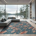 thumbnail image 1 of ODIKA 9'x12' Teal Abstract Geometric Washable Area Rug Modern Diagonal With Dynamic Shapes And Retro Flair Non-Slip, Chair-Friendly for Dining Room, Basement, Large Office, 1 of 7