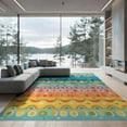 thumbnail image 1 of ODIKA 9'x12' Vibrant Multi Rainbow Stripe Geometric Washable Area Rug Horizontal Bands Abstract Waves Circles for Great Room, Indoor Concept, Large Living Low Pile, Flatwoven, 1 of 7