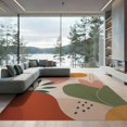 thumbnail image 1 of ODIKA 9'x12' Warm Earth Tones Abstract Shapes Design Washable Area Rug Modern Art Inspired Playful Patterns Non-Shedding, Easy Care for Master Suite, California King, Under Bed, 1 of 7