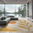 thumbnail image 1 of ODIKA 9'x12' Warm Earthy Tones Abstract Design Washable Area Rug Modern Organic Shapes with Leaf Motif for Master Suite, California King, Under Bed, Non-Shedding, Easy Care, 1 of 7