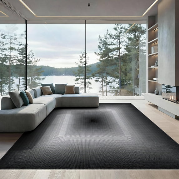 ODIKA 9'x12' Washable Area Rug Alfombras Minimalist Abstract Interlocking Grid Para Habitacion for Great Room, Indoor Concept, Large Living Low Pile, Flatwoven