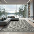 thumbnail image 1 of ODIKA 9'x12' Washable Area Rug Beige Border Delicate Repeating Blooms Balanced Farmhouse Entryway for Master Suite, California King, Under Bed, Non-Shedding, Easy Care, 1 of 7