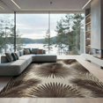 thumbnail image 1 of ODIKA 9'x12' Washable Area Rug Beige Frond Cream Artwork Relaxed Layout Rectangular Fronds Large for Master Suite, California King, Under Bed, Non-Shedding, Easy Care, 1 of 7