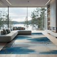 thumbnail image 1 of ODIKA 9'x12' Washable Area Rug Beige That Horizontal Band Flow Scattered Abstract Couch Grey for Great Room, Indoor Concept, Large Living Low Pile, Flatwoven, 1 of 7