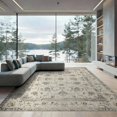 thumbnail image 1 of ODIKA 9'x12' Washable Area Rug Beige Tan Vintage Distressed Scroll Traditional Ornate Fluffy for Great Room, Indoor Concept, Large Living Low Pile, Flatwoven, 1 of 7