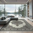 thumbnail image 1 of ODIKA 9'x12' Washable Area Rug Beige Traditional Motifs Symmetrical Intricate Decorative Entryway for Master Suite, California King, Under Bed, Non-Shedding, Easy Care, 1 of 7