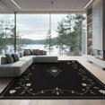 thumbnail image 1 of ODIKA 9'x12' Washable Area Rug Black Beige Elegance with Floral Vine Accents Intricate Scrollwork and Symmetrical for Dining Room, Basement, Large Office, Non-Slip Chair-Friendly, 1 of 7