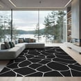 thumbnail image 1 of ODIKA 9'x12' Washable Area Rug Black White Abstract Pebble Mosaic Design Elegant Geometric Contours with Artistic for Master Suite, California King, Under Bed, Non-Shedding, Easy Care, 1 of 7