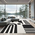 thumbnail image 1 of ODIKA 9'x12' Washable Area Rug Black White Geometric Design Elegant Contrast with Abstract Shapes for Dining Room, Basement, Large Office, Non-Slip Chair-Friendly, 1 of 7