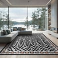 thumbnail image 1 of ODIKA 9'x12' Washable Area Rug Boho Border Farmhouse Minimalist Striped Diagonal Herringbone Flowing Dynamic for Dining Room, Basement, Large Office, Non-Slip Chair-Friendly, 1 of 7