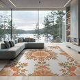 thumbnail image 1 of ODIKA 9'x12' Washable Area Rug Boho Botanical Design With Symmetrical Floral Medallion Peach Fruit Refined for Great Room, Indoor Concept, Large Living Low Pile, Flatwoven, 1 of 7