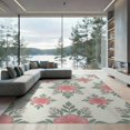 thumbnail image 1 of ODIKA 9'x12' Washable Area Rug Boho Delicate Botanical Scattered Motifs Shaggy Look Pink Solid Refined for Great Room, Indoor Concept, Large Living Low Pile, Flatwoven, 1 of 7