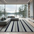 thumbnail image 1 of ODIKA 9'x12' Washable Area Rug Boho Striped Ticking Stripe Farmhouse Felpudo Gingham Layering Flowing Dynamic for Dining Room, Basement, Large Office, Non-Slip Chair-Friendly, 1 of 7