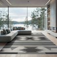 thumbnail image 1 of ODIKA 9'x12' Washable Area Rug Under Bold Door Stripes Boho Layering Striped Border Doormat for Master Suite, California King, Bed, Non-Shedding, Easy Care, 1 of 7