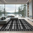 thumbnail image 1 of ODIKA 9'x12' Washable Area Rug Checkered Boho Border Doormat Layering Layered Front Plaid Under Refined for Great Room, Indoor Concept, Large Living Low Pile, Flatwoven, 1 of 7