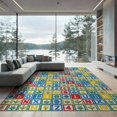 thumbnail image 1 of ODIKA 9'x12' Washable Area Rug Classroom Study Featuring Bold Characters Botanical Graphics Design for Dining Room, Basement, Large Office, Non-Slip Chair-Friendly, 1 of 7