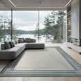 thumbnail image 1 of ODIKA 9'x12' Washable Area Rug Dusty Blue Solid That Geometric Neutral Couch Modern Farmhouse Design with Clean Symmetry for Master Suite, California King, Under Bed, Non-Shedding, Easy Care, 1 of 7