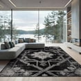 thumbnail image 1 of ODIKA 9'x12' Washable Area Rug Farmhouse Vintage Faded Center Interlocking Angular Table Desk for Master Suite, California King, Under Bed, Non-Shedding, Easy Care, 1 of 7