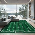 thumbnail image 1 of ODIKA 9'x12' Washable Area Rug Field Touchdown Lines Goalpost Motif Rugby Training Football Car Refined for Dining Room, Basement, Large Office, Non-Slip Chair-Friendly, 1 of 7
