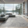 thumbnail image 1 of ODIKA 9'x12' Washable Area Rug Flowing Marble Ripple Motif Padded Contemporary Abstract Decor Accent for Dining Room, Basement, Large Office, Non-Slip Chair-Friendly, 1 of 7