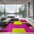 thumbnail image 1 of ODIKA 9'x12' Washable Area Rug Funky 80S Abstract Confetti Interlocking Shapes Memphis Retro for Dining Room, Basement, Large Office, Non-Slip Chair-Friendly, 1 of 7
